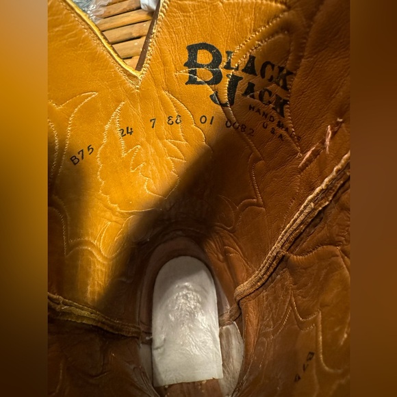 Men’s Black Jack Cowboy Boots Phoenix Inlay Alligator Hornback Size 7 EE Cognac - Picture 16 of 16